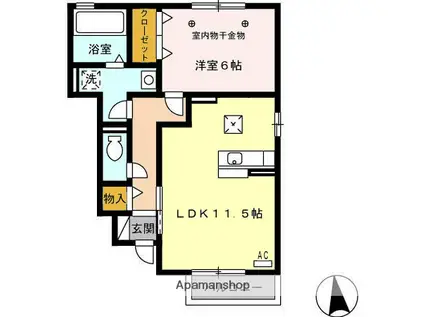セジュールみのるA(1LDK/1階)の間取り写真