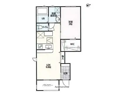 LOTUS池新田(1LDK/1階)の間取り写真