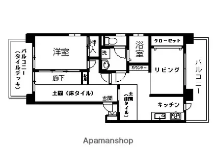 パークマンション常磐町(1LDK/6階)の間取り写真