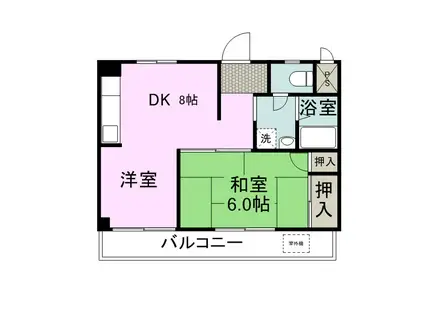 大羽ロイヤルマンション(2DK/4階)の間取り写真