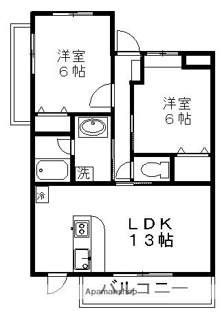 シーステージ石田(2LDK/4階)の間取り写真
