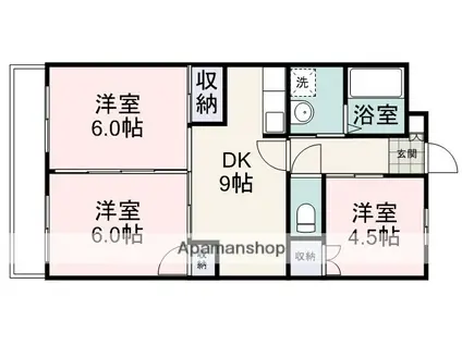 UハイツA(3DK/2階)の間取り写真