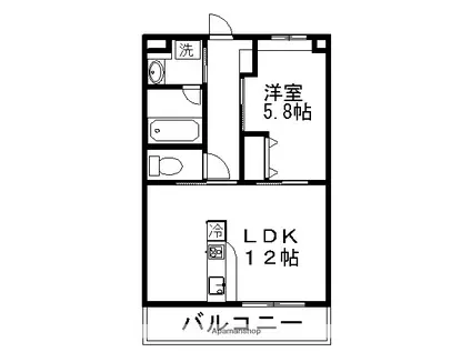 シーステージ石田(1LDK/2階)の間取り写真