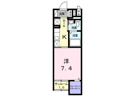 ソレイユ静岡(1K/1階)の間取り写真