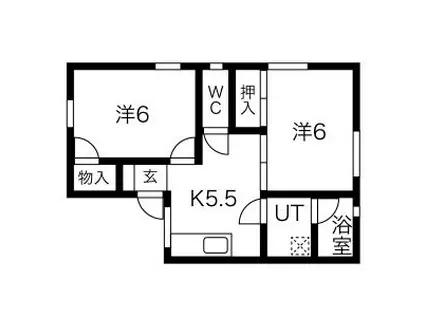 エステート船越A・B(2DK/2階)の間取り写真