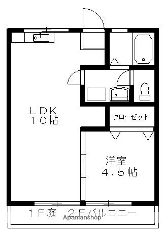 赤堀コーポ(1LDK/1階)の間取り写真