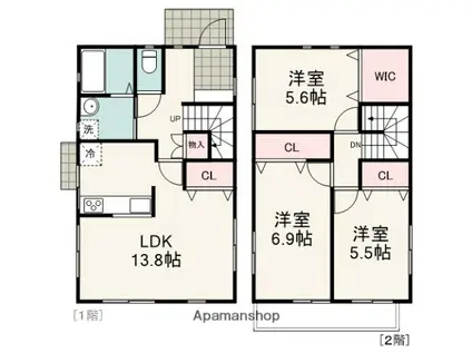 静岡鉄道静岡清水線 桜橋駅(静岡) 徒歩14分 2階建 築1年(3LDK)の間取り写真