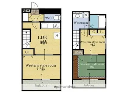 アミティ安田(3LDK/4階)の間取り写真