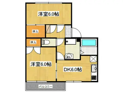 エステイト桐原(2DK/1階)の間取り写真