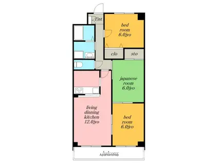 ケルン白壁(3LDK/1階)の間取り写真