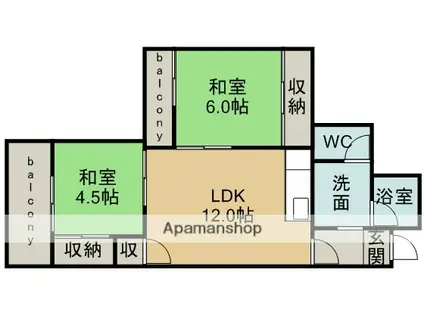 メゾン吹上(2LDK/3階)の間取り写真