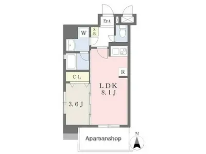カレント茶屋が坂(2K/3階)の間取り写真