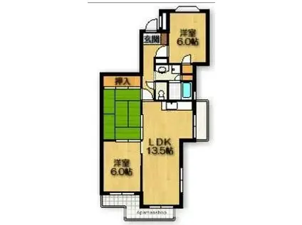 スカイラーク丘上(3LDK/2階)の間取り写真