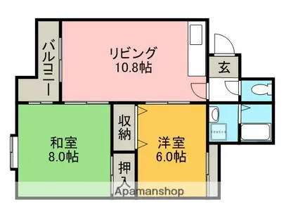 カーサラフィーネ(2LDK/1階)の間取り写真