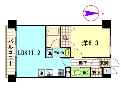 レージュ桜山(1LDK/3階)の間取り写真