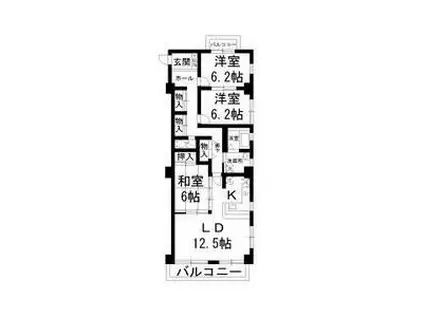 ベルクハウス霞ヶ丘(3LDK/3階)の間取り写真