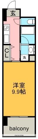 CHIKUSA RISE(1K/9階)の間取り写真