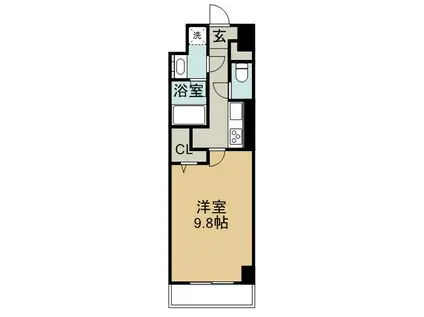 トレヴィ高岳(1K/5階)の間取り写真