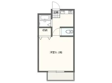 フォルサ茶屋ヶ坂(1K/2階)の間取り写真