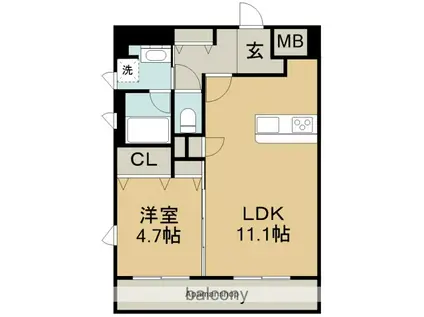 LA CASA ALBA DUE(1LDK/6階)の間取り写真