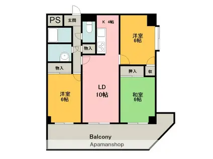 カーサ本山(3LDK/4階)の間取り写真