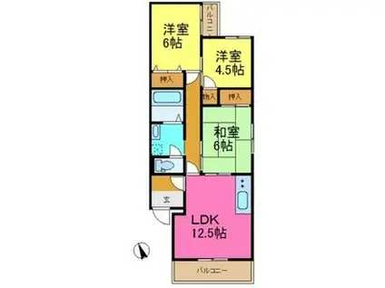 プリオール牧野(3LDK/3階)の間取り写真