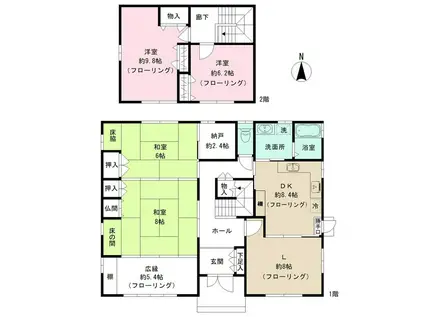 名古屋市名城線 茶屋ケ坂駅 徒歩29分 2階建 築28年(4SLDK)の間取り写真