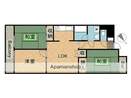ライオンズマンション東山第2(3LDK/3階)の間取り写真