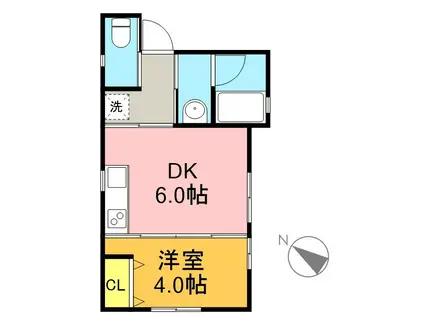 グリーンブーメラン(1K/2階)の間取り写真