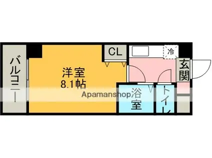 KⅡ-OKASAN B.二番館(1K/5階)の間取り写真