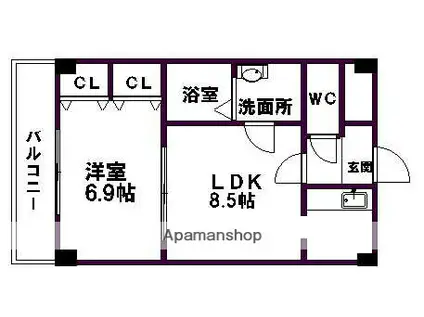 アンシャンテ車道(1LDK/3階)の間取り写真