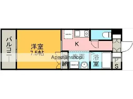 マルキース川名(1K/4階)の間取り写真