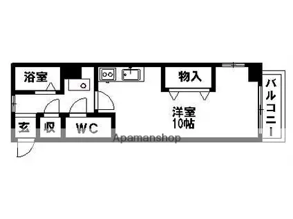 KMコート(ワンルーム/1階)の間取り写真