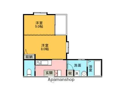 エクスランス月見坂(2K/1階)の間取り写真