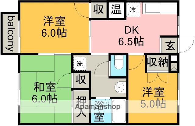 ハイムパンプキンⅡA棟(3DK/2階)の間取り写真