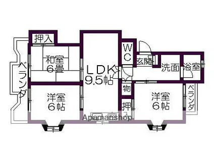 サンライズ藤(3LDK/2階)の間取り写真