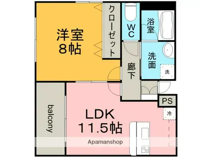 NKビル法華(1LDK/1階)の間取り写真