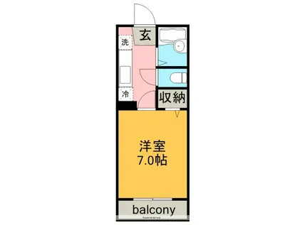 ディアコートN(1K/2階)の間取り写真