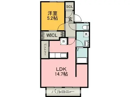 アーバンハイツ(1LDK/2階)の間取り写真