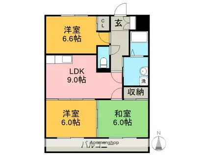 WAVE HOUSE(3LDK/2階)の間取り写真