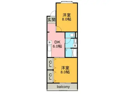 第二佐藤ハイツ(2DK/4階)の間取り写真