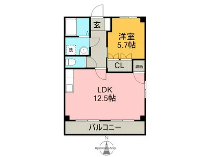 エムトゥルース(1LDK/2階)の間取り写真