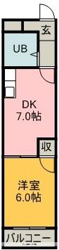 アベニュー服部(1DK/3階)の間取り写真