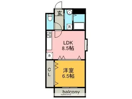 フェリーチェ(1LDK/5階)の間取り写真
