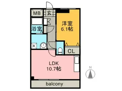 カトルセゾン(1LDK/4階)の間取り写真
