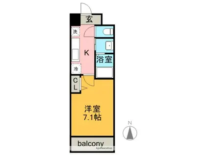 高畑レジデンス(1K/4階)の間取り写真