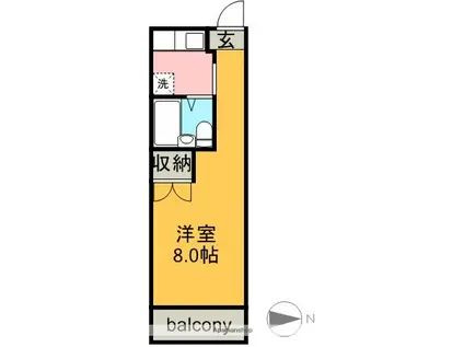 サンセットビル(1K/3階)の間取り写真