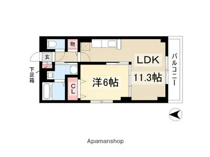プリムローズ(1LDK/2階)の間取り写真