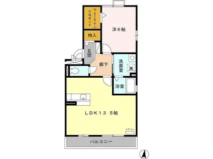 クレセント(1LDK/2階)の間取り写真