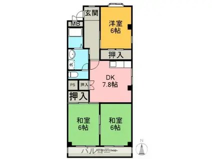 アネックス栄Ⅱ(3DK/3階)の間取り写真